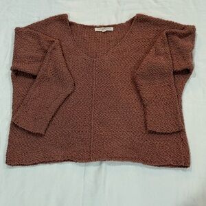 REWIND Women’s Cozy Brown Textured Popcorn Knit Round-Neck Sweater Size L